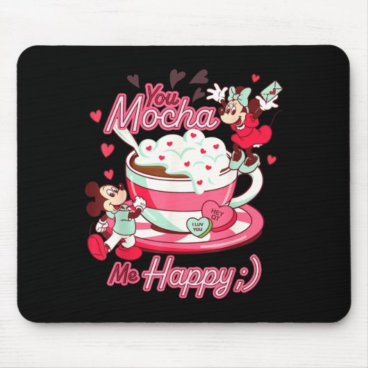 Mickey & Minnie Valentine's Day You Mocha Me H マウスパッド (正面)