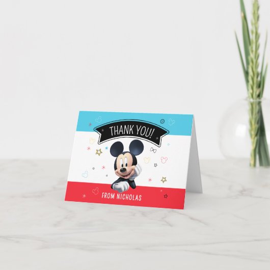 Mickey Mouse Birthday Fun Folded Thank You Card サンキューカード (正面)