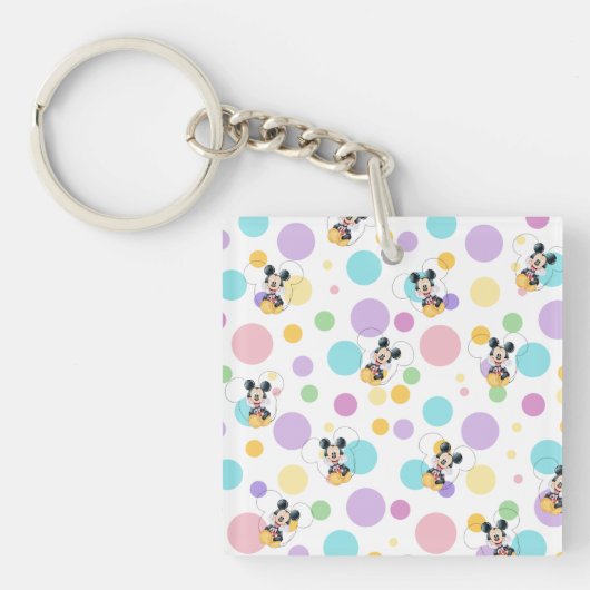 Mickey Mouse Polka Dot Baby Shower キーホルダー (正面)
