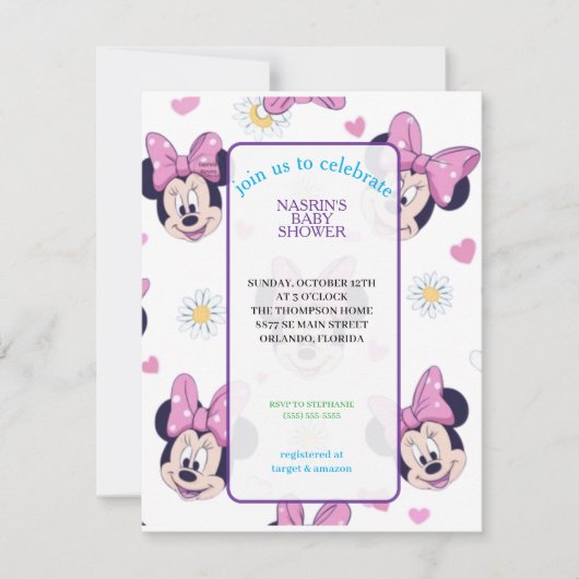 Mickey Mouse Polka Dot Baby Shower 招待状 (正面)