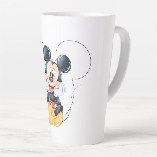 Mickey Mouse Polka Dot red Baby Shower カフェラテマグ (右アングル)