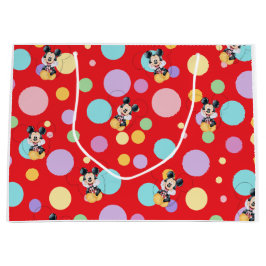 Mickey Mouse Polka Dot  red Baby Shower ラージペーパーバッグ