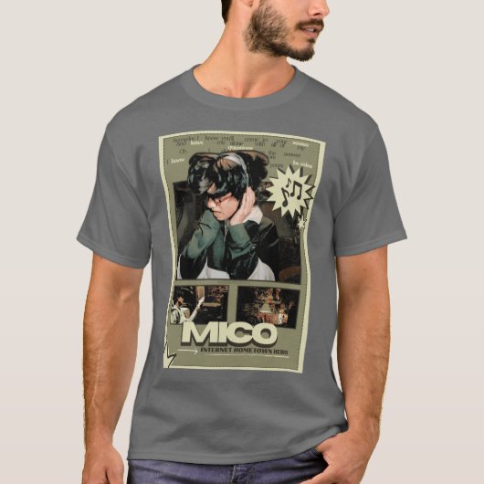 MICO インターネット 故郷の英雄 ポスター 家族 友人 f Tシャツ (正面)