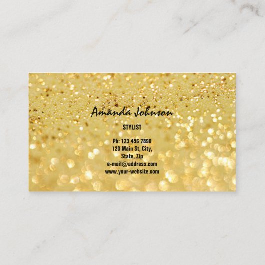 Micorblading Lash Brows Makeup Logo Gold Glitter 名刺 (裏面)