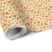 Micro Autumnal Flower and Leaf Pattern Gift Wrap ラッピングペーパー (ロールコーナー)