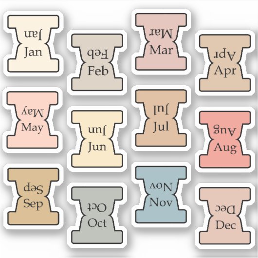 Micro Monthly Index Tab Pastel Bujo Planner Labels シール (正面)