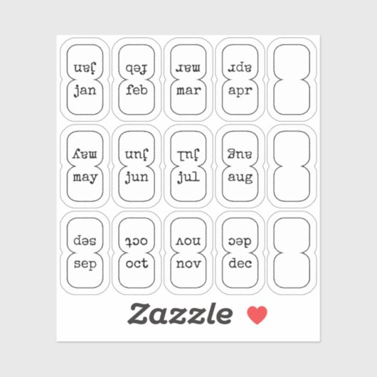 Micro Monthly Index Tabs Journal Divider Foldable シール (シート)