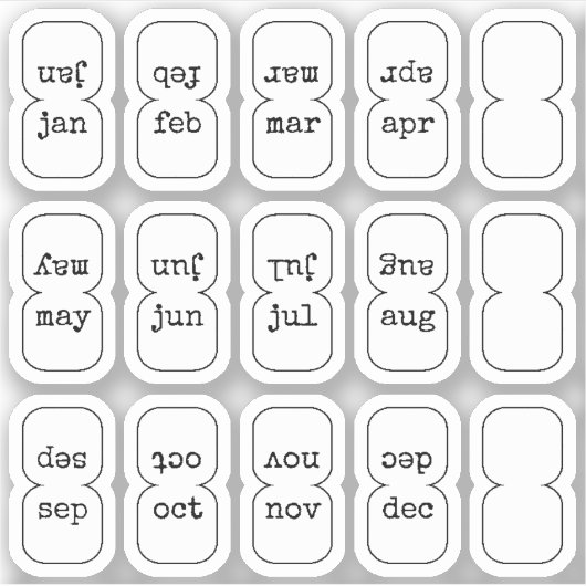 Micro Monthly Index Tabs Journal Divider Foldable シール (正面)