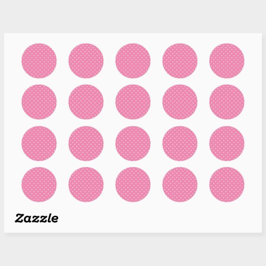 Micro Polka Dot White - Fuchsia Pink ラウンドシール (シート)