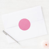 Micro Polka Dot White - Fuchsia Pink ラウンドシール (封筒)