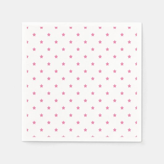 Micro Stars Fuchsia Pink - White スタンダードカクテルナプキン (正面)