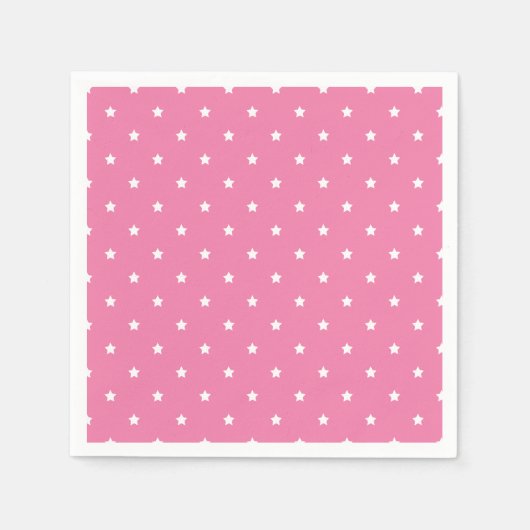 Micro Stars White - Fuchsia Pink スタンダードカクテルナプキン (正面)