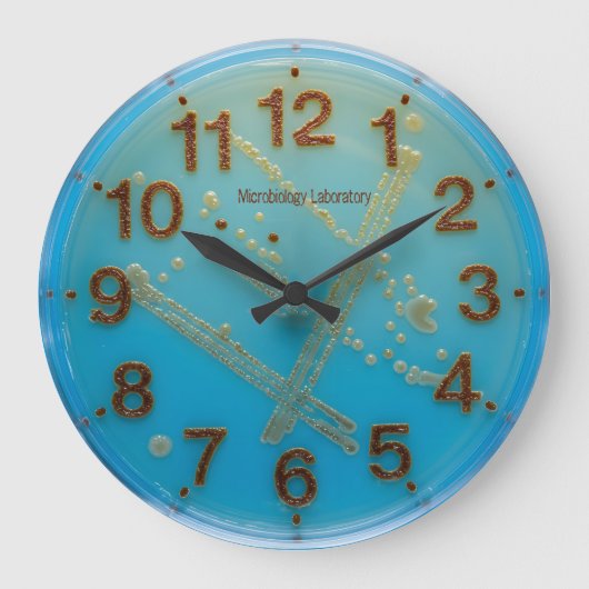 Microbiology Wall Clock Lab HomeまたはOffice Decor ラージ壁時計 (正面)