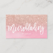 Microbladingのばら色の金ゴールドのグリッターのピンクの水彩画 名刺 (正面)
