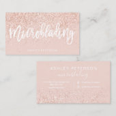 Microbladingのばら色の金ゴールドのグリッターの赤面のピンク 名刺 (正面/裏面)