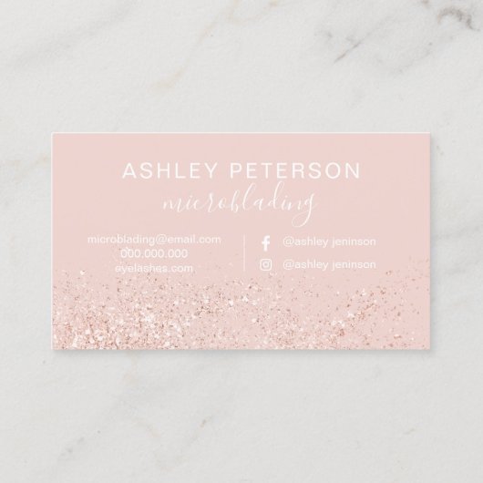 Microbladingのばら色の金ゴールドのグリッターの赤面のピンク 名刺 (裏面)