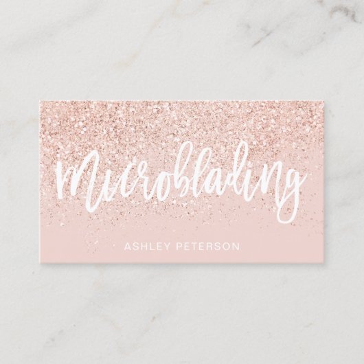 Microbladingのばら色の金ゴールドのグリッターの赤面のピンク 名刺 (正面)