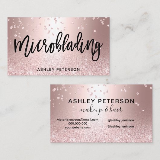 Microbladingのばら色の金ゴールドのグリッターの金属紙吹雪 名刺 (正面/裏面)