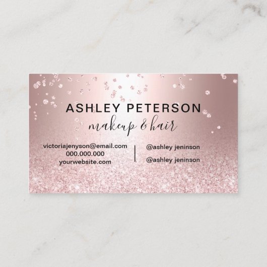 Microbladingのばら色の金ゴールドのグリッターの金属紙吹雪 名刺 (裏面)