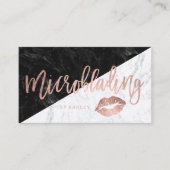 Microbladingのばら色の金ゴールドのタイポグラフィのブロックの大理石の唇 名刺 (正面)