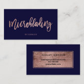 Microbladingのばら色の金ゴールドのタイポグラフィの濃紺 名刺 (正面/裏面)