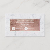 Microbladingのばら色の金ゴールドのタイポグラフィの白の大理石 名刺 (裏面)