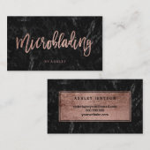 Microbladingのばら色の金ゴールドのタイポグラフィの黒の大理石 名刺 (正面/裏面)
