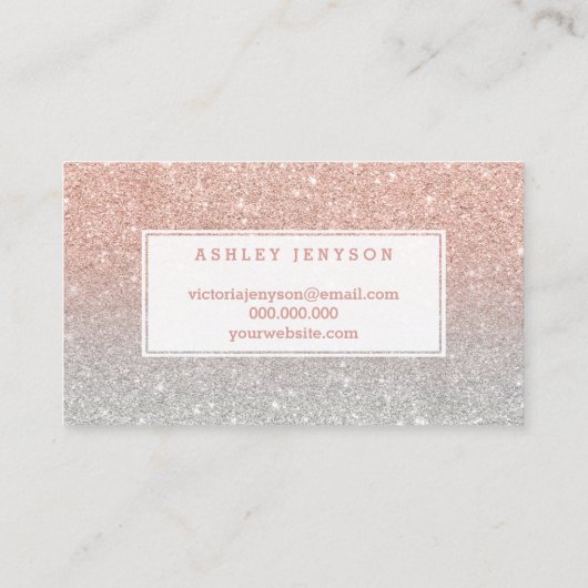 Microbladingのエレガントなタイポグラフィの銀のばら色の金ゴールド 名刺 (裏面)