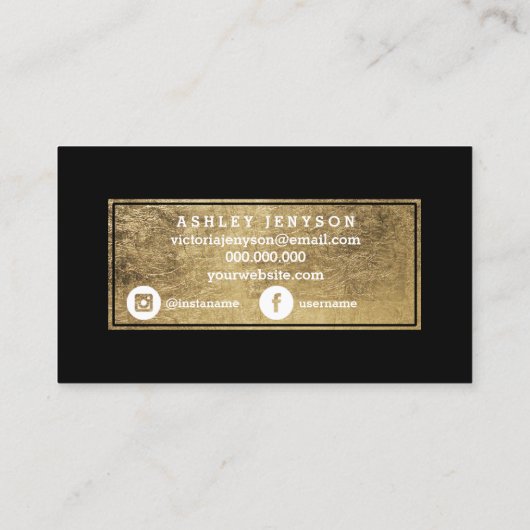 Microbladingのエレガントな金ゴールドのタイポグラフィの黒 名刺 (裏面)