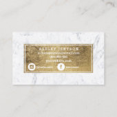 Microbladingのシックな金ゴールドのタイポグラフィの白の大理石 名刺 (裏面)