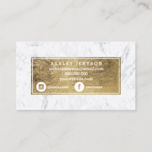 Microbladingのシックな金ゴールドのタイポグラフィの白の大理石 名刺 (裏面)