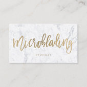Microbladingのシックな金ゴールドのタイポグラフィの白の大理石 名刺 (正面)