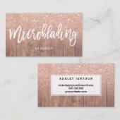 Microbladingのタイポグラフィのばら色の金ゴールドのグリッター木 名刺 (正面/裏面)