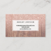 Microbladingのタイポグラフィのばら色の金ゴールドのグリッター木 名刺 (裏面)