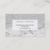Microbladingのタイポグラフィの銀のグリッターの大理石 名刺 (裏面)