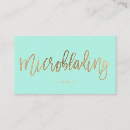 Microbladingの金ゴールドのタイポグラフィの水のパステル 名刺 (正面)