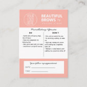 Microbladingアフターケアの手順とアポイントメント 名刺 (正面)