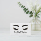 Microbladingメイクアップまつ毛スタジオロゴQRグレー 名刺 (スタンド正面)