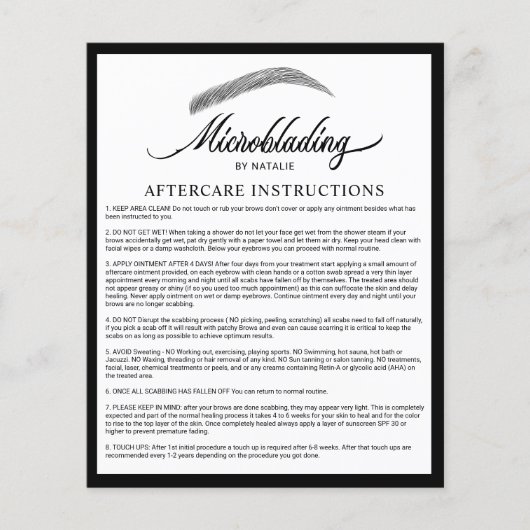 Microblading Aftercare Instruction Classy Framed チラシ (正面)