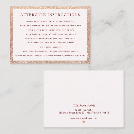 Microblading Aftercare Instructionsグリッター 名刺 (正面/裏面)