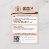 Microblading Browアフターケア&アポイントメントリマインダー エンクロージャーカード (正面)