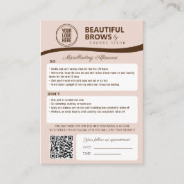 Microblading Browアフターケア&アポイントメントリマインダー エンクロージャーカード