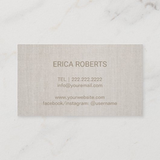 Microblading Browメイクアップアーティスト金ゴールドスクリプトリネン 名刺 (裏面)