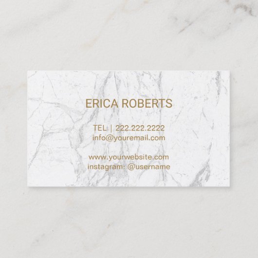 Microblading Browメイクアップアーティスト金ゴールドスクリプト大理石 名刺 (裏面)