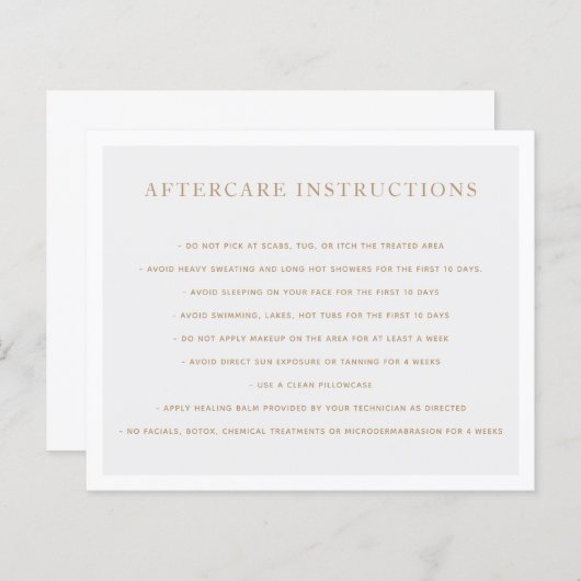 Microblading Brow Aftercare Instructions Gray (正面/裏面)