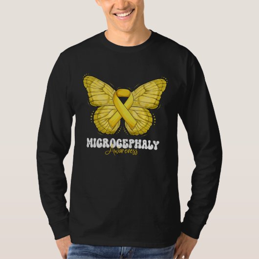 Microcephaly Awareness Month Yellow Ribbon Butterf Tシャツ (正面)
