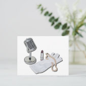 MicrophoneWhiteGlovePearlsLipstick082611 ポストカード (スタンド正面)