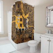 Microschemaテクスチャの図解chip,micro,backgro シャワーカーテン (インサイチュ)