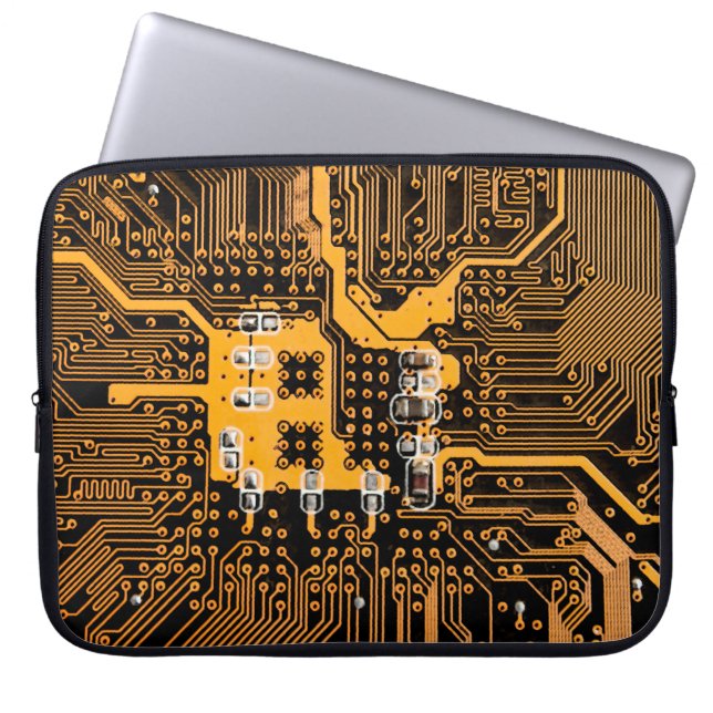 Microschemaテクスチャの説明chip,micro,backgro ラップトップスリーブ (正面)