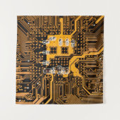 Microschema texture illustrationchip,micro,backgro タペストリー (正面(横))